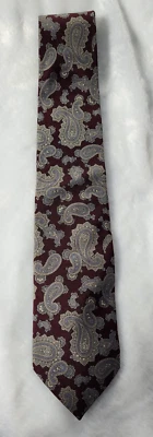 Corbata de Colección DAMON Toda Seda Para Hombre EXTRA LARGA EE. UU. 62" x 3" Cachemira Borgoña Foto 1 de 4