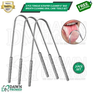 Juego de 3 piezas raspador de lengua 5" mal aliento limpieza cuidado bucal herramientas dentales - Imagen 1 de 9