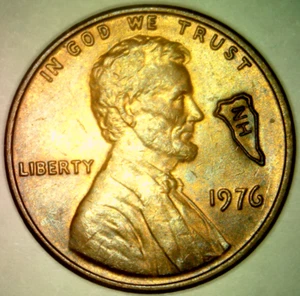 1976 P Counter Stamped Cent New Hampshire Lincoln Memorial Penny 1C - Picture 1 of 2