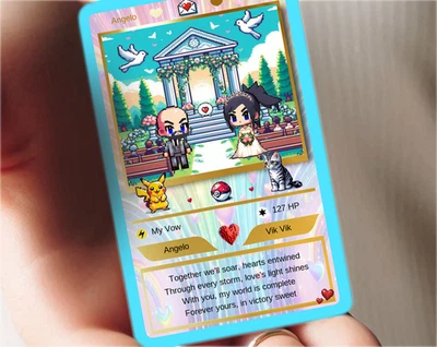ADVENTURE ID LAB POKE MINI Personalised Marry Me Poke Card, Custom Pokèmon Like Gift Card