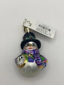 Christopher Radko Vidrio Adorno de Navidad Tiempo Ártico Muñeco de Nieve Pequeñas Gemas - Imagen 1 de 8