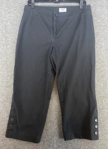 Monroe & Main Damen schwarz Capri Knopf Saum Stretch Baumwolle Hose Gr. 12 - Bild 1 von 9