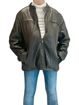 Vintage 90s Dockers Genuine Leather Padded Biker Zip Closure - Image 1 of 4