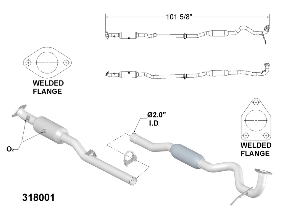 Front Catalytic Converter for 2019-2022 Mitsubishi RVR SE 2.0L L4 GAS DOHC 4WD - Image 1 of 1
