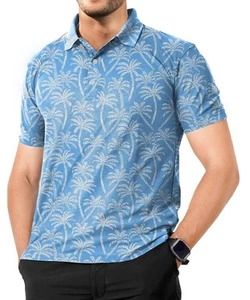 HAPPY BAY Men's Short Sleeves Collared Jersey Classic Fit Button Down Casual - Picture 1 of 3