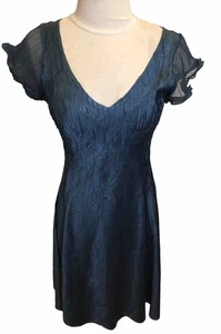 Komarov Midi-Kleid blau Crinkle-Struktur V-Ausschnitt Fit Flare Gr. S - Bild 1 von 10
