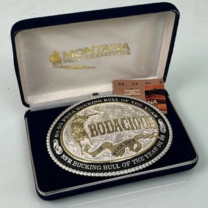 VTG Rare 1994-5 BODACIOUS PRCA NFR Champion Bull Montana SS Trophy Belt Buckle - Picture 1 of 9