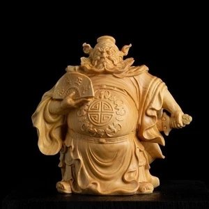 Estatua de madera de boj Zhong Kui de 7 cm tallada estatuilla china adorno de feng shui - Imagen 1 de 12