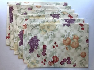 Spring Fruit Assortment Kitchen Placemats, Orange-Grapes-Cherry-Lemons, Set of 6 - Picture 1 of 9