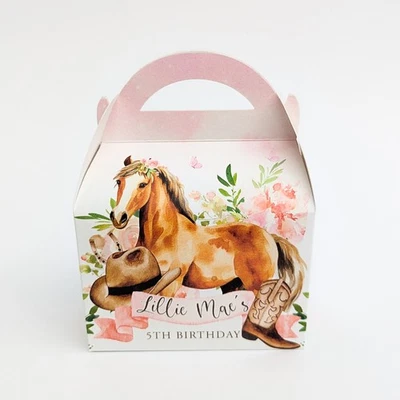 CABALLO Caballo Rosa Ecuestre Poni Caballo Vaquera Vaquero Cajas de Fiesta Personalizadas Foto 1 de 4