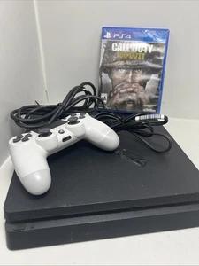 Ps4 Konsole 1TB Slim mit allen Kabeln, weiß Dualshock Controller und Spiel - Bild 1 von 7