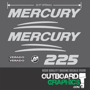 3D resin domed mirror chrome Verado Outboard decals -- 225hp - Bild 1 von 8