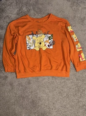 Disney Winnie Pooh Bear Floral Orange Long Sleeve Sweatshirt Soft 3X - Image 1 of 4