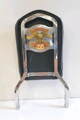 Vintage Harley-Davidson Anniversary Eagle Leather & Chrome Backrest Foto 1 de 4