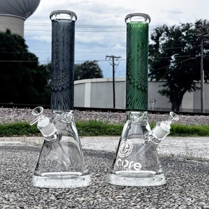15" Super Thick Color Sandblasted 50mm Bong Pounder Beaker Hookah Water Pipe - Picture 1 of 5