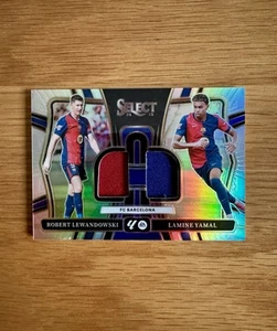 2024-25 Panini Select La Liga Lamine Yamal Robert Lewandowski Dual Patch Silver - Bild 1 von 2