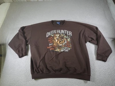Moletom de caça vintage masculino GG extra grande marrom veado caçador natureza madeira - Imagem 1 de 4