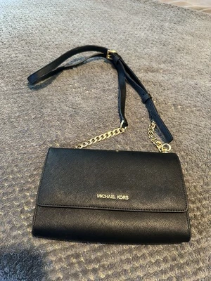 Michael Kors Jet Set Large Saffiano Leather Convertible Crossbody Bag - Black - Image 1 of 4