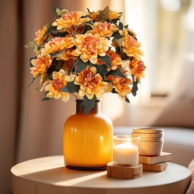 15 Piezas Flores de Dalias Artificiales 22.8 Pulgadas Imitación Seda Dalias Flores con St... Foto 1 de 4