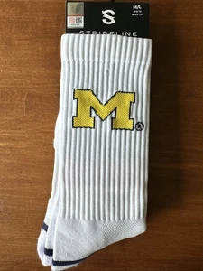 Strideline University Of Michigan Premium Knit Crew Socks Sz M/L  1 Pair - Picture 1 of 3