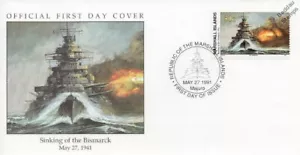 1941 Sinking of THE BISMARCK German Battleship Warship WWII Stamp FDC - Picture 1 of 3
