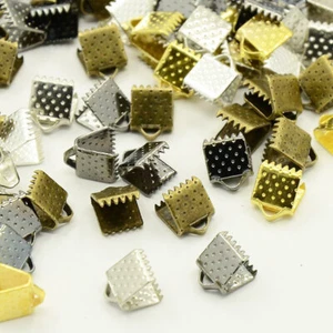 50 Ribbon Ends Mixed Colors 6mm x 6mm - 1/4" x 1/4" - FD152 - Picture 1 of 2