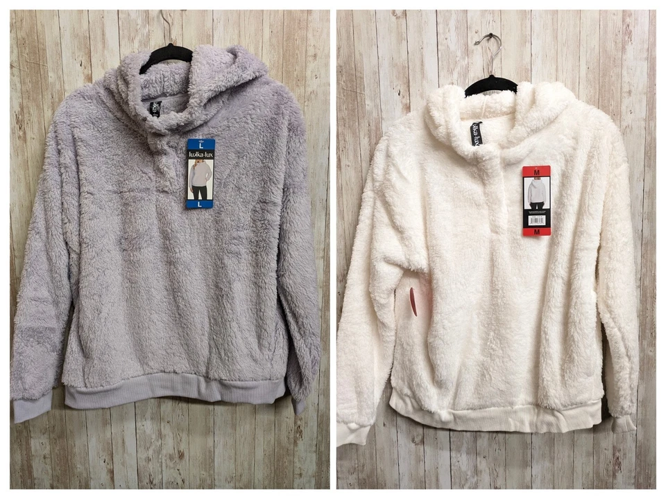 Lukka Lux Womens Fleece Hoodie Faux Fur Pullover Soft Plush, Choose Size/Color - Image 1 of 1