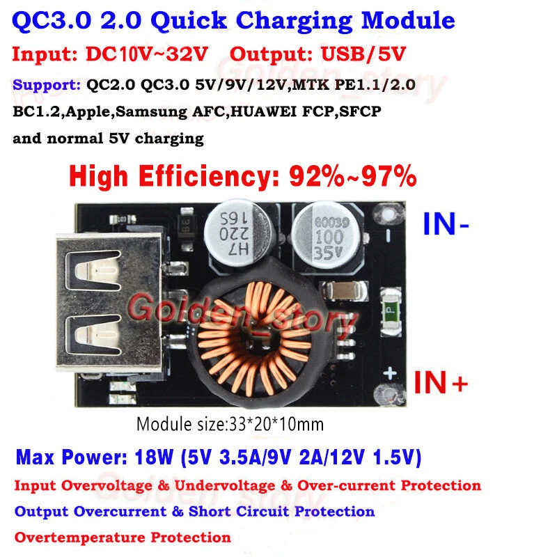QC3.0 2.0 5V USB Quick Charging Board Fast Charger Module DIY Car Phone Charger - Image 1 of 4