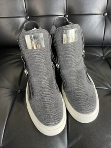 GIuseppe Zanotti Silver Runway Zipper Sneakers / G. ZANOTTI Size 44 Free Domest - Picture 1 of 12