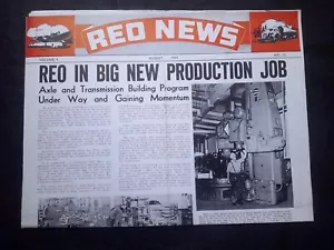 REO News Truck Brochure Pamphlet Aug 1944 Original 9.5x12.5" foldout 6 pgs - Picture 1 of 4