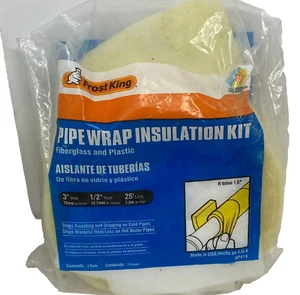 Frost King Pipe Wrap Insulation Kit Fiberglass and Plastic 3" wide 1/2" thick 25 - Picture 1 of 3