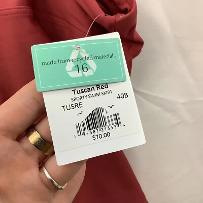 Falda de natación Sunsets para mujer roja toscana deportiva banda ancha talla 16 Foto 1 de 4