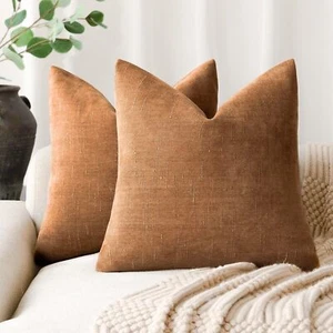 2 Pack Soft Textured Throw Decorative Pillow Covers Square Accent Solid Cushion - Picture 1 of 7
