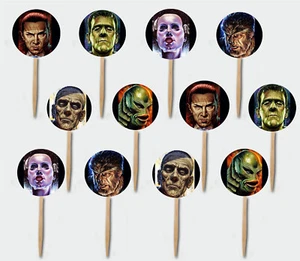 Classic Horror Movie Monsters Cupcake Picks Cake Topper Party Decor - 12 pcs - Picture 1 of 2
