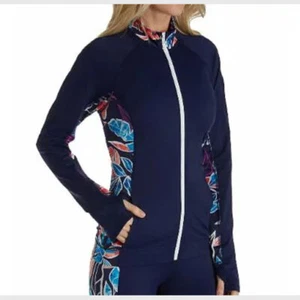 TOMMY BAHAMA ~ Giacca Protezione Rash Island Active Graphic Tropics Cerniera Frontale S - Foto 1 di 6