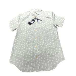 NWT! Ben Sherman Button Up Short Sleeve Shirt, Light Green, White dots Geometric - Picture 1 of 16