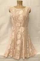 Luxology Beige Boat Neck Crochet Sleeveless A Line Dress Size 12 21” Chest Nice