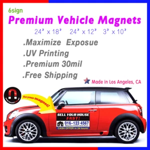 Segnale pubblicitarie magnete auto camion auto 24"" x12"" personalizzate stampate a colori 2 pz - Foto 1 di 5