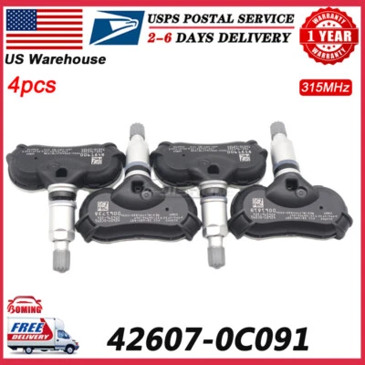 4pcs 315MHz Tire Pressure Sensor Fit Toyota RAV4 2019-2023 Sequoia 2018-19 TPMS - Image 1 of 4