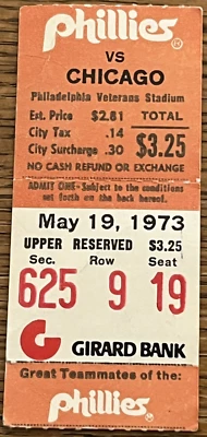 May 19, 1973 Philadelphia Phillies vs. Chicago Cubs Doubleheader Ticket Stub - Image 1 of 2