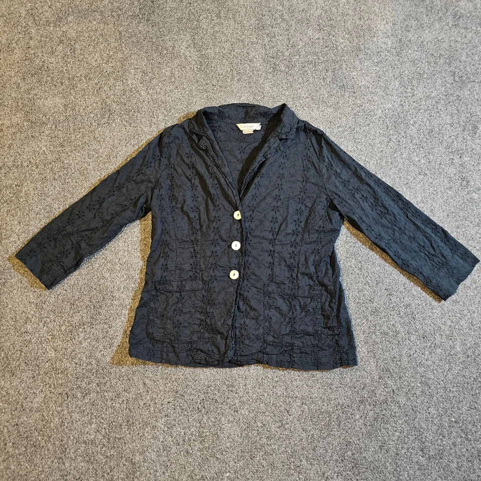 Chaqueta Blazer Fresh Produce Mujer Pequeña Negra Ojales Encaje Manga Larga Cápsula Foto 1 de 4