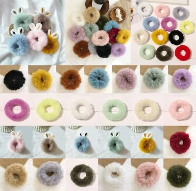 Мягкий искусственный кроличий мех Scrunchie плюшевые волосы веревки резинки волосы галстуки хвост 🗗 - Изображение 1 из 4