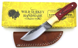 Wild Turkey Handmade Full Tang Real File Potbelly Skinner Knife w/ Sheath - Picture 1 of 8
