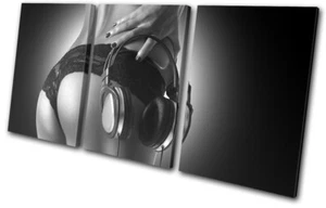Headphones Erotic Man Cave Sexy DJ Club TREBLE CANVAS WALL ART Picture Print - Picture 1 of 1