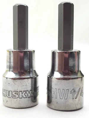 Lot of 2 Husky 1/4" Hex Bit Sockets 3/8" Drive SAE HW1/4 - Image 1 of 4
