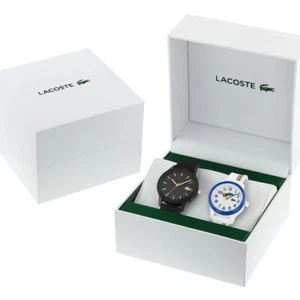 LACOSTE L12.12 MEN’S AND KIDS WATCH GIFT SET, TR90 2070011 Black Dial Watch - Picture 1 of 2