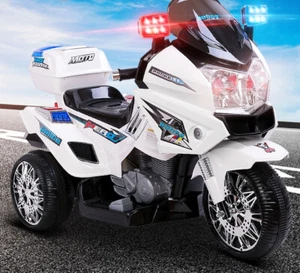 50W Kids Ride On Motorbike Motorcycle Car Police Ride On Bike White 12V Battery - Picture 1 of 7