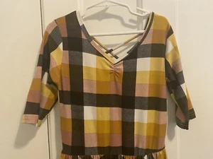 Dot Dot Smile 7 Black Pink Mustard Yellow White Plaid - Picture 1 of 3