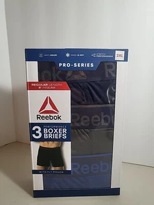 Reebok Slip Boxer Uomo Pro Series 3 Pk Performance 6” 2XL Nero/Grigio/Blu - Foto 1 di 4