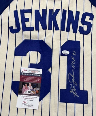 Ferguson Jenkins Autographed Pinstripe Cubs Jersey JSA Throwback JSA COA Wool - Image 1 of 4
